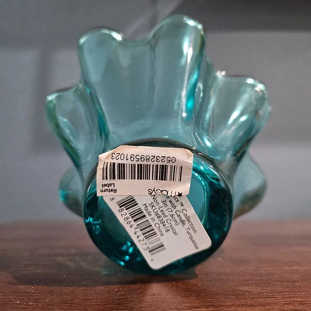 Lenox Turquoise Handkerchief Art Glass Decorative Non-Lead Crystal Bowl Rare